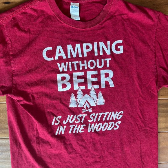 Camping Without Beer is Just Sitting in The Woods T-Shirt size Large - Picture 2 of 4